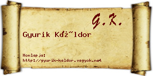 Gyurik Káldor névjegykártya